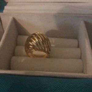 Y2K Gold Tone Dome Ring  Size 8